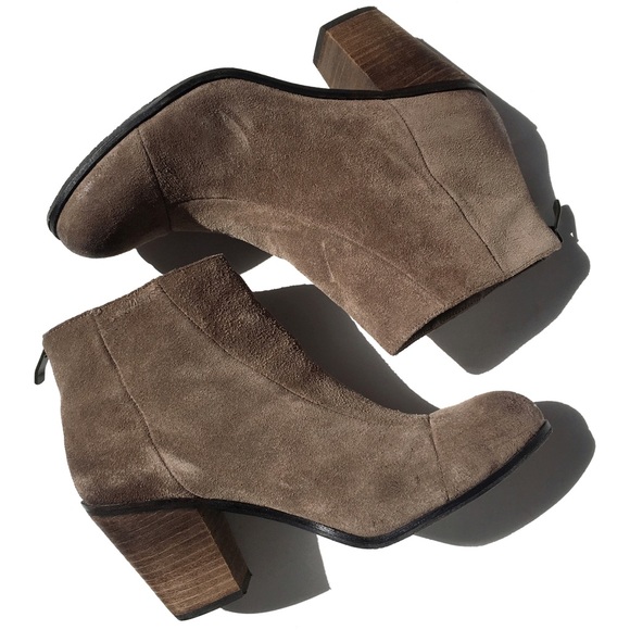 Vince Camuto Shoes - Vince Camuto Taupe Brown Gray Suede Leather Greyson Zip Ankle Booties Boots